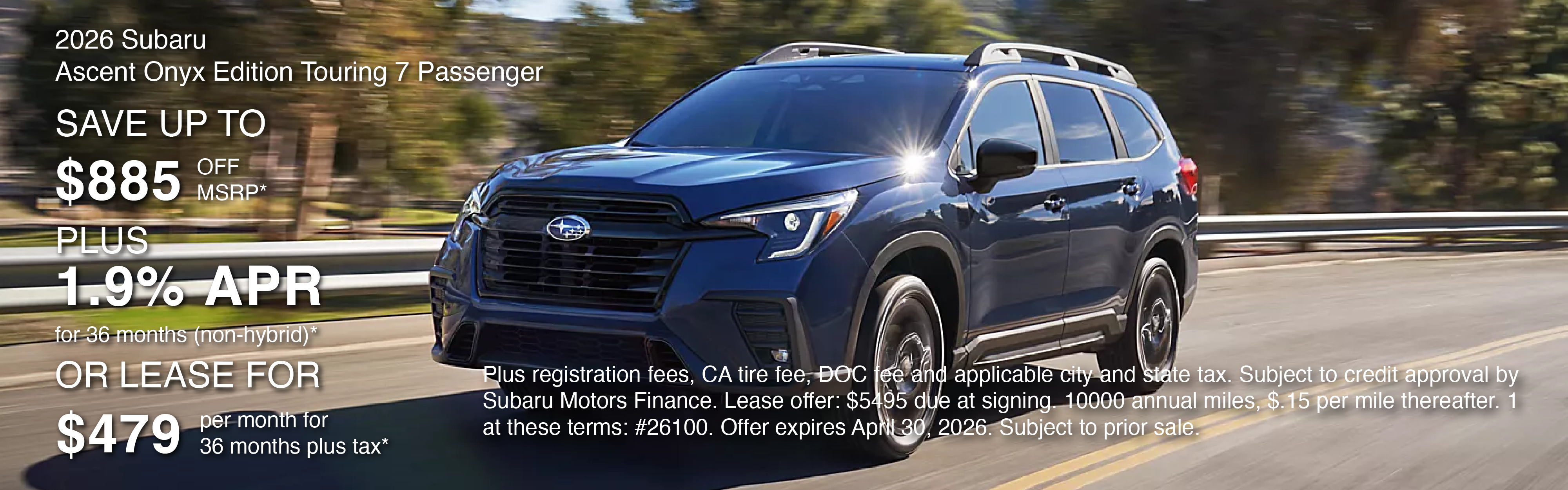 2026 Subaru Ascent Onyx Edition Touring 7 Passenger