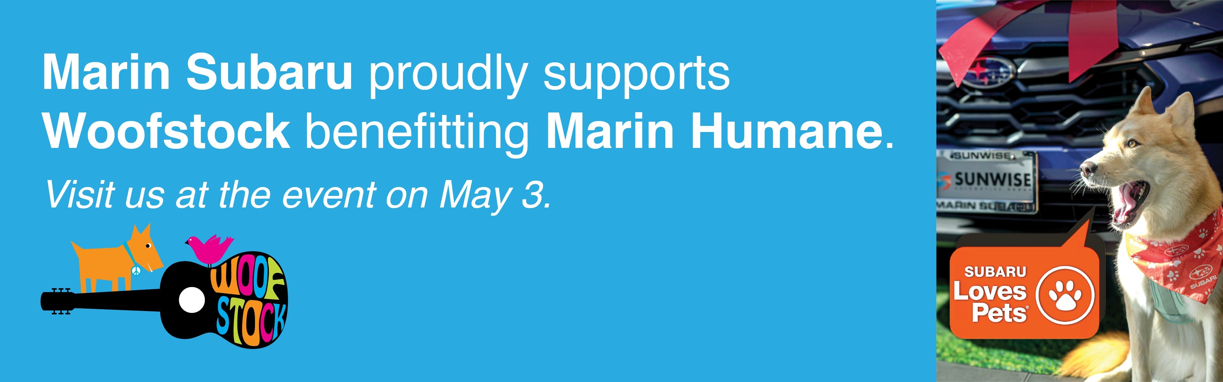 marin subaru supporting woofstock