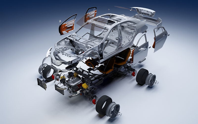 All parts of cars are displayed.